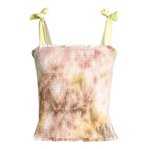 Allison New York Tie-Dyed Smocked Tank Top